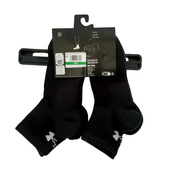 Under Armour Mens Training Cotton Socks Black Six pairs included Size Large - Picture 2 of 3